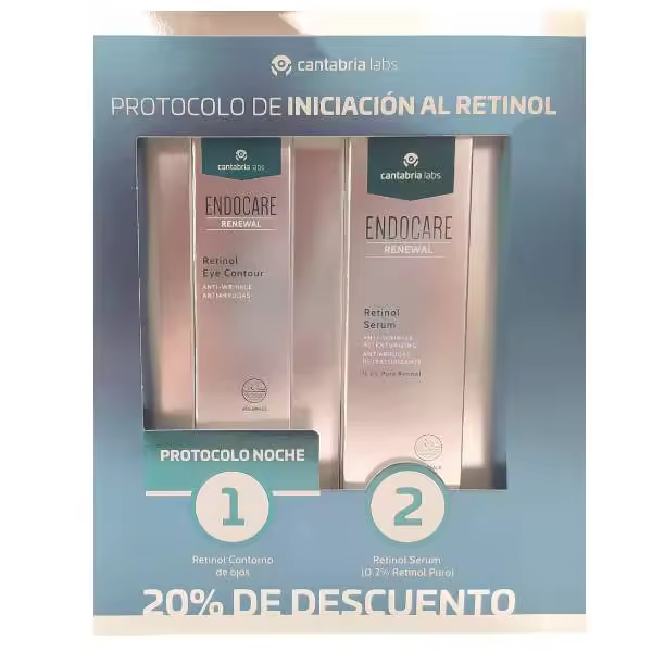Cantabria Labs Endocare Protocolo de Iniciación al Retinol Serum de Retinol 0,2% de Puro Retinol 30 ml y Contorno de Ojos Retinol 15ml Protocolo de Noche Pack Promoción - 1