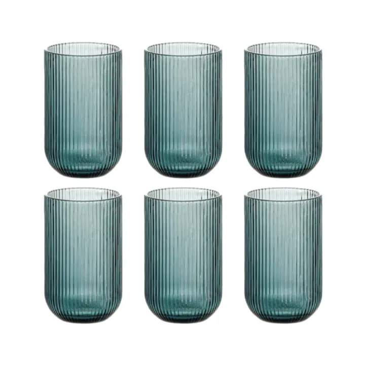 Set de Copas de Vino y Champán en Cristal con Diseño de Rayas, Elegantes y Sofisticadas, Color Azul, Gris, Altura de 18.4 cm, Perfectas para Celebraciones, Brindis, Fiestas, Decoración de Mesa, Estilo Moderno - 1