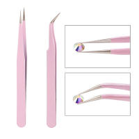 Pinzas De Apariencia Con Acero Inoxidable Rosa Para Extensión De Pestañas Herramienta De Manicura Y Arte De Uñas Tamaño 2 - details 0