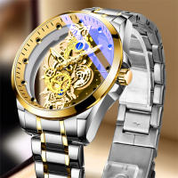 Reloj De Negocios Para Hombre Reloj De Moda Resistente Al Agua 30M Acero Inoxidable Con Esqueleto Hueco Y Diamantes Cuarzo Reloj A4281 - details 1