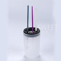 Copa De Limpieza Para Pinceles De Arte De Uñas SWEET TREND Con Soporte Para Bolígrafo De Limpieza De Uñas Plástico Negro Y Blanco Accesorio Para Salones De Manicura Y Uso Doméstico - details 4