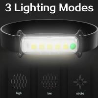 Linterna Frontal LED COB Potente Recargable 3 Modos De Interruptor Impermeable Para Camping Caza Senderismo Y Correr - details 3