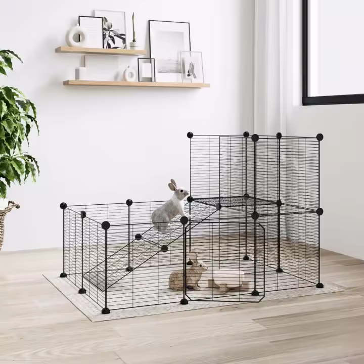 vidaXL Jaula para mascotas de 20 paneles puerta acero negro 35x35 cm - 1