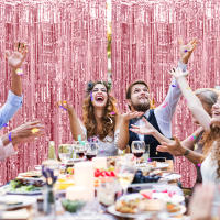 Juego De 1 Pieza De Cortina De Foil Dorado De 9.8 Pies Para Fondo De Fotografía De Cumpleaños Decoración De Fiesta Streamers De Aluminio - details 11