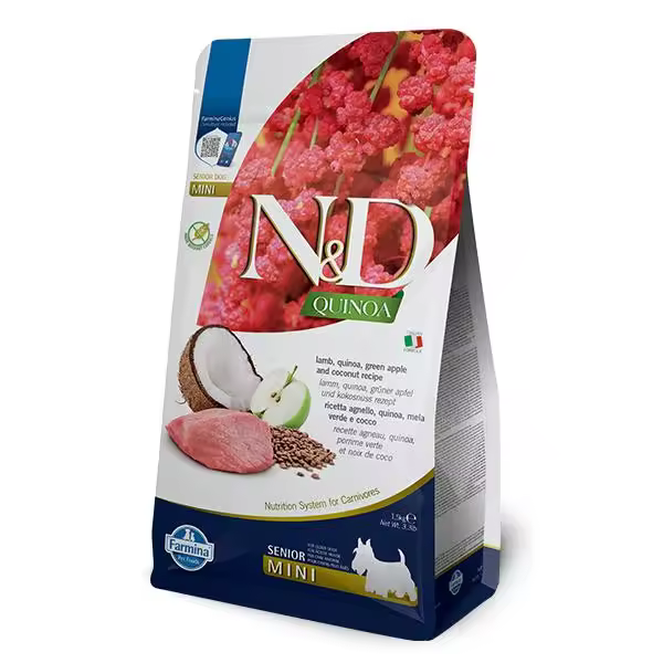 FARMINA N&D DOG QUINOA SENIOR CORDERO MINI 1,5KG /  Alimento completo para perros mayores. - 1