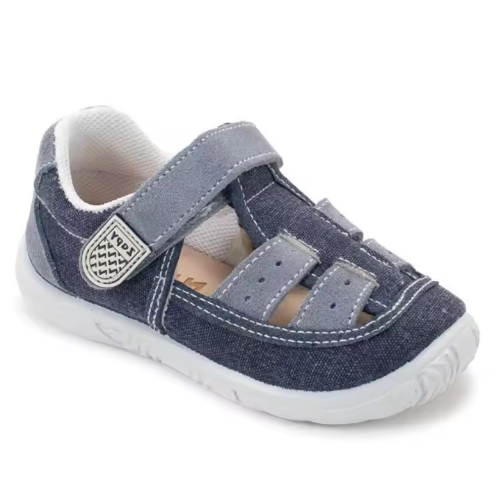 Zapy Sandalias Niño Azul Marino y Niquel Cangrejeras Textil con Plantilla de Piel Extraible y Cierre de Velcro - Comodas y Made In Spain - 1