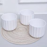 3PCS Maceta Redonda Vertical Estripada De 10.5x9.5CM Para Habitación Sala De Estar Balcon Hotel Frontal Textura Blanca Transparente - details 4