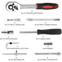Juego De Llaves Y Destornilladores Métricos De 46 Piezas Con Llave De Ratchete De 1/4 Pulgada Herramientas Mecánicas Para Reparación De Autos - details 3