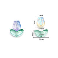 10/20 Sets De Cuentas De Tulipes De Vidrio Con Hojas Espaciadoras Para Creación De Joyas Pulseras Y Collares Accesorios De Manualidades - details 1