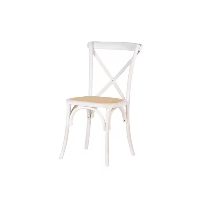 Silla Apilable Ratan Madera Blanca 44x42x88 Cm - 1