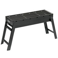 Outsunny Barbacoa de Carbón Plegable Barbacoa Portátil con Parrillas de Acero Inoxidable BBQ de Carbón para Exterior 74x20x38 cm Negro - details 0
