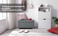 SONGMICS Puff Almancenaje, Banco Almacenaje, Taburete con ReposapiÉs, Plagable, Banco con Almacenamiento, 38 x 76 x 40, para Sala de Estar, Dormitorio, Gris Oscuro/Azul Vaquero Claro/Gris Claro/Negro - details 2