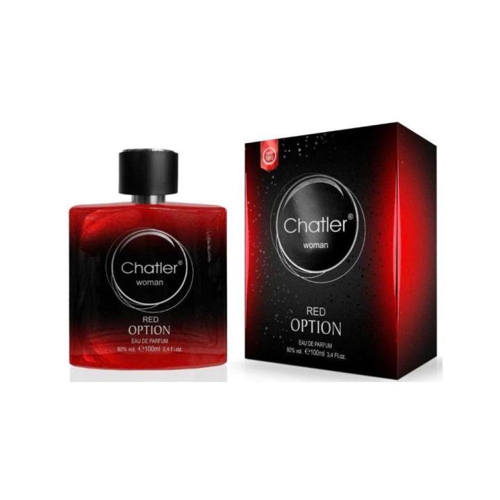 Perfume femenino Red Option Eau de Parfum de Chatler, fragancia intensa y sofisticada con un aroma envolvente y femenino. Ideal para el día a día o para ocasiones especiales. Presentado en frasco original con estuche. 🚚 Envíos a España 24/48 horas.