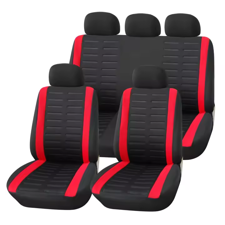 Funda universal para asiento de coche, color Negro y Rojo | Juego de fundas universales para asiento de coche | Fundas para exteriores y traseros | Accesorios para Gadgets De Interior - 1