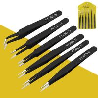 Set De 6 Pinzas De Extensión De Pestañas En Acero Inoxidable Antiestático Herramientas De Maquillaje Para Extensiones De Pestañas - details 0