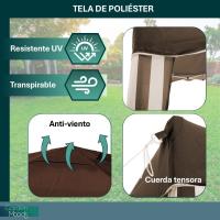 Carpa Cenador Gazebo Plegable 3 x 3 m Marrón | Mejores Tubos de Acero de Alta Resistencia Plegables, Antiviento, Protección UV, Bolsa de Transporte| para Playa, Camping, Jardín, Exteriores - details 2