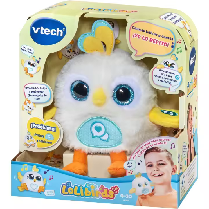 VTech - LoLibirds Lolito Copito, Pajarito Interactivo de Peluche para Colocar en el Hombro, Mascotas Que repiten lo Que Dices, Cantan, Trinan - 1