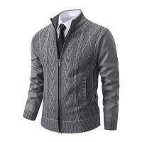 Chaqueta De Cashmere Para Hombre 2024 Suéter Tejido Caliente Y Casual De Otoño E Invierno Estilo Zipper Trenzado - details 11