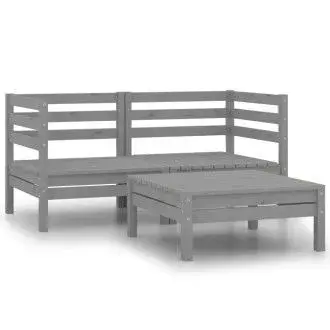 VIDAXL 3082394 2 sofás de esquina con mesa de jardín fabricados en madera maciza de pino de color gris vida xl - 1
