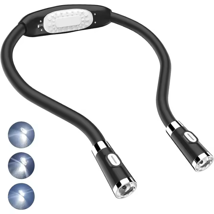 Luz de Lectura LED, Lámpara PARA EL Cuello Lámpara Manos Libres Lámpara de Noche LED Flexible Soporte del Cuello Funciona with Pilas para Bricolaje, Tejer, Reparar, Acampar, Viajes, Barbacoa, Pesca - 1