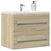 vidaXL Mueble de lavabo madera de ingeniería 60x38,5x48 cm en color Negro/Gris sonoma/Roble Sonoma y más | almacenamiento funcional diseño moderno para baño dormitorio sala - details 2