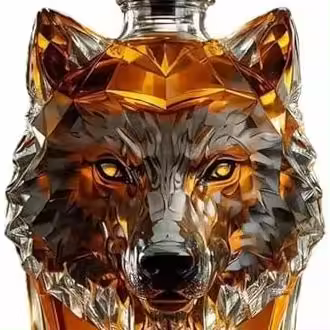 Botella de whisky con cresta de lobo, divertida botella de whisky de 350 ml con cabeza de lobo, nuevo decantador de whisky de cristal con forma de animal, decoración de decantador con cresta de lobo, artículos de colección - 1