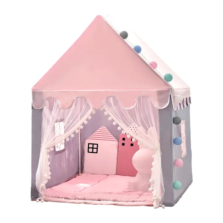 Carpa Infantil Grande Rosa Para Niñas Casa De Juguete Plegable Wigwam 1.35M Castillo De Princesa Decoración De Habitación Para Niños Edad Recomendada 3-12 Años - 1