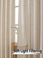 Cortinas De Lino 84 Pulgadas 1 Panel Set Cortina Semi Transparente Algodón Para Sala De Estar Filtro De Luz Rod Pocket - details 0