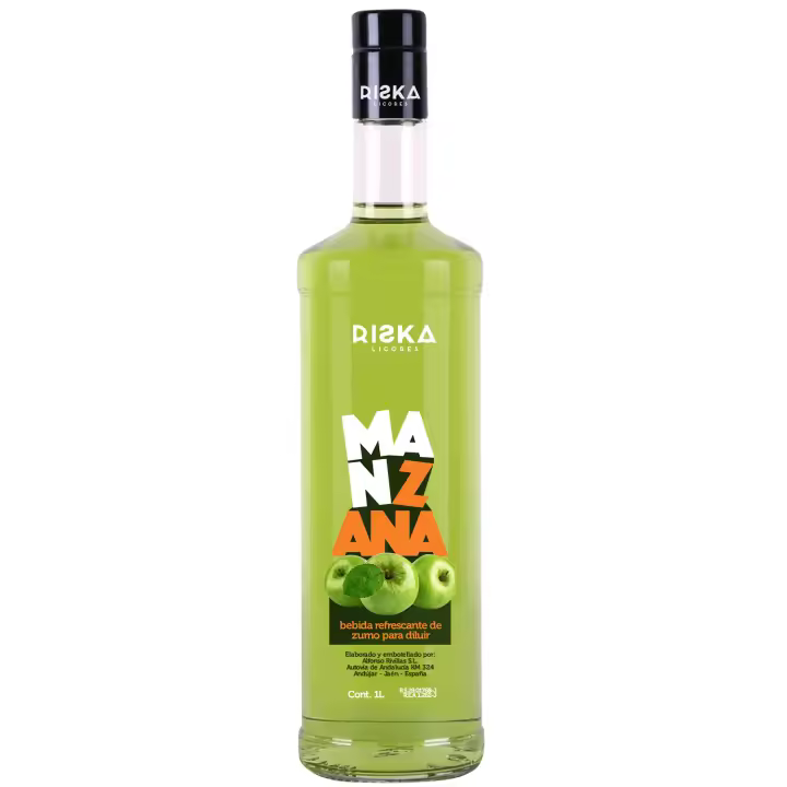 RISKA LICORES Refresco de Manzana RISKA Sin alcohol - Bebida Refrescante - Litro - 1