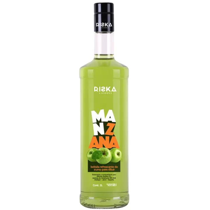 RISKA LICORES Refresco de Manzana RISKA Sin alcohol - Bebida Refrescante - Litro - 1
