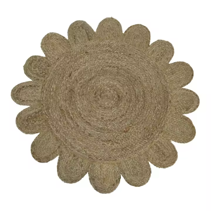 Alfombra de yute borde dentado ø90cm - 1