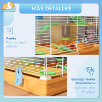 PawHut Jaula para Hámster Casa para Animales Pequeños con Túnel Plataformas Cuenco Bebedero Casita Rampas y Rueda de Ejercicio 46x30x58 cm - details 4