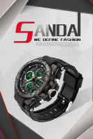 Reloj Deportivo Para Hombre SANDA G Estilo Dual Display LED Digital Quartzo Impermeable 50M Reloj Militar Con Pantalla Luminosa Y Alarmas - details 0