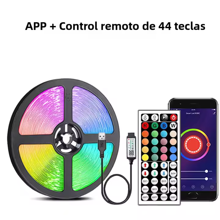 Tiras LED RGB Con Control Remoto Y APP Sincronización De Música Para Decoración De Habitación Y TV Luz De Fondo De Dormitorio - 1