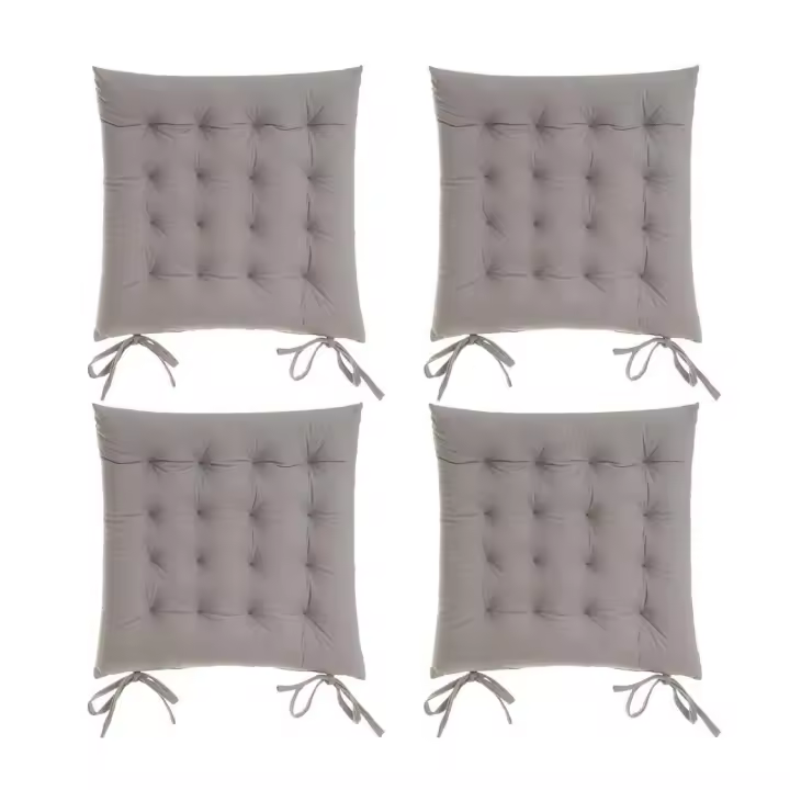 Dcasa Set de 4 cojines acolchados para silla gris claro de antelina de 40x40 cm - 1