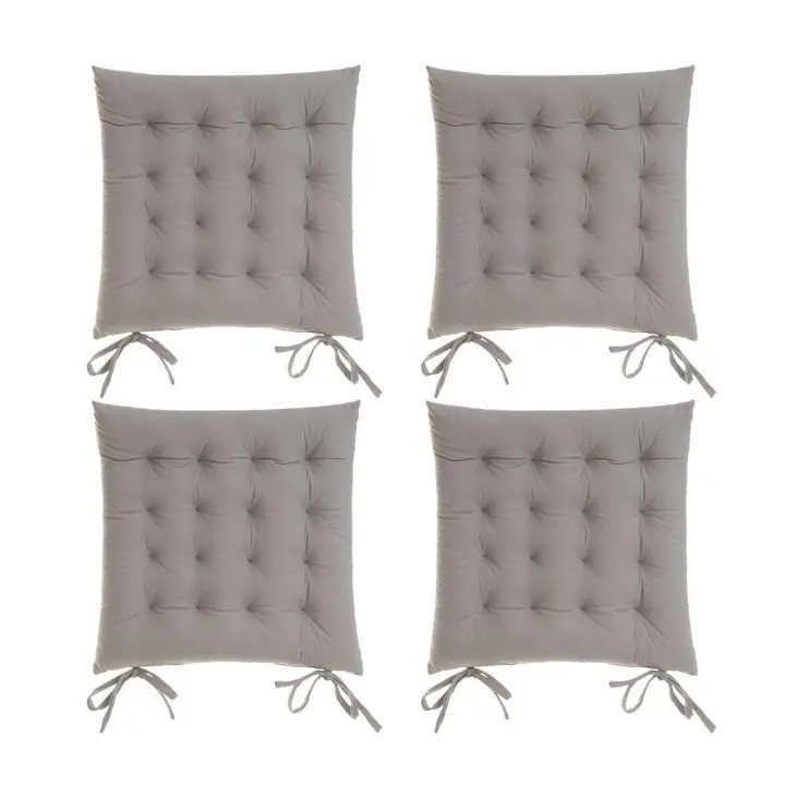 Dcasa Set de 4 cojines acolchados para silla gris claro de antelina de 40x40 cm - 1