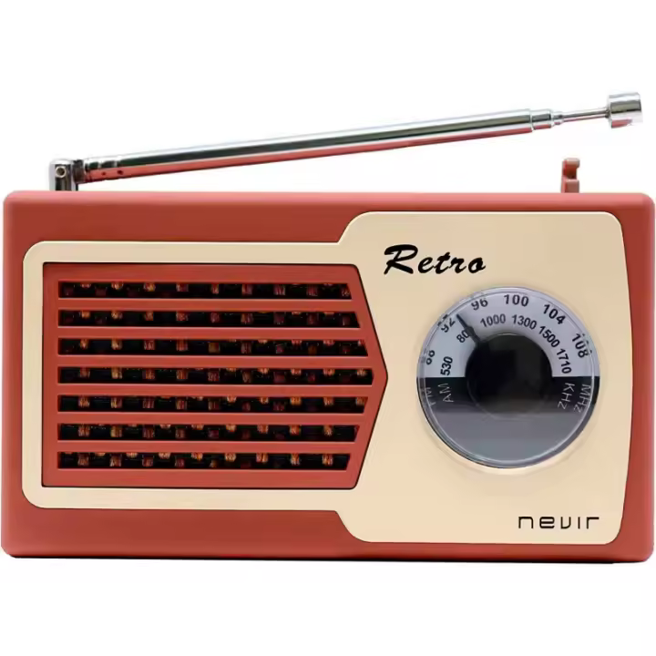 Radio Portátil Am/fm Diseño Retro A Pilas Nevir Nvr-200 Antena Telescópica. - 1