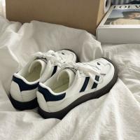 Zapatos De Entrenamiento Retro Para Mujer Nuevos Y Transpirables Color Blanco Casual Versátiles Con Cordones Material PU Cómodo Para Verano Oficina Lady - details 1