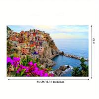 Puzzle De 500 Piezas Para Adultos Pintura De Cinque Terre Juego De Rompecabezas De Papel Decoración De Pared Regalo Para Fiestas - details 3