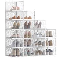 Set de 18 Cajas Transparentes para Zapatos Apilables, Organizadores Robustos y Plegables para Talla 46, Expositor para Zapatillas y Tacones, Color Transparente y Blanco - details 0
