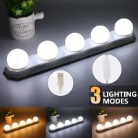 Luz De Espejo De Maquillaje Hollywood Estilo Con 5 Bombillas LED Dimmer USB Para Uso Doméstico En Baño Y Mesa De Vestíbulo - details 3