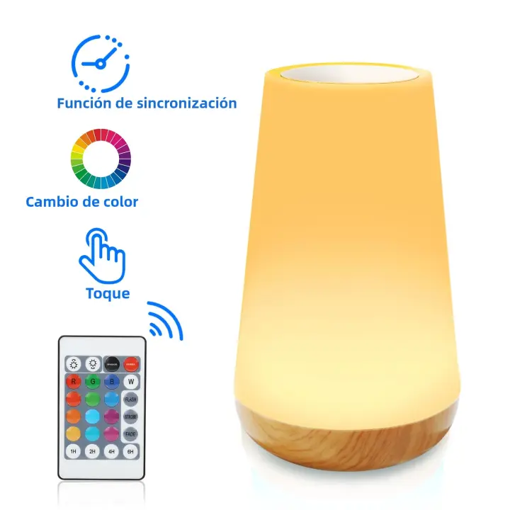 Lámpara De Noche Recargable USB Con Control Remoto RGB Y Toque Para Dormitorio 13 Colores Iluminación Portátil Ajustable Para Habitación - 1