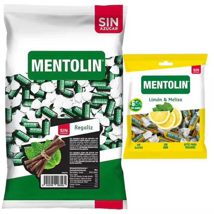 Mentolín caramelos duros regaliz s/a bolsa 1kg y de regalo  limon melisa s/a bolsa 50g - 1