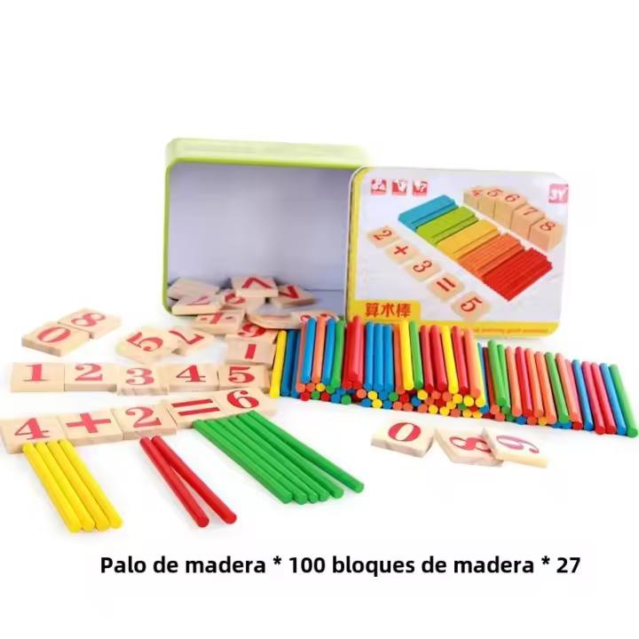 Juego De Juguetes Montessori Para Niños Y Niñas Cuentas De Conteo Con Caja De Hierro Educación Matemática Set De 10 Piezas - 1