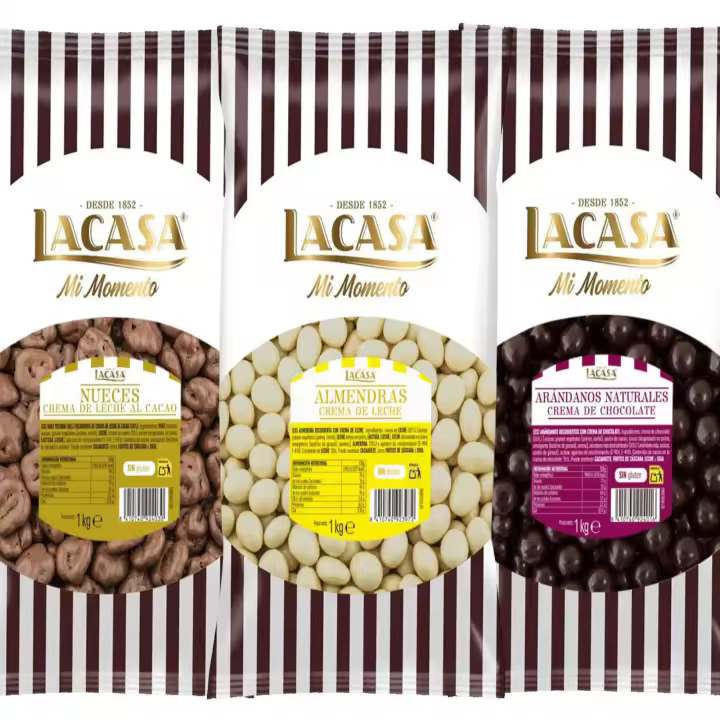 Lacasa Mi Momento pack 3kg bolas:Almendra con chocolate Blanco ,Arándanos con chocolate Negro ,Nuez con chocolate con Leche - 1