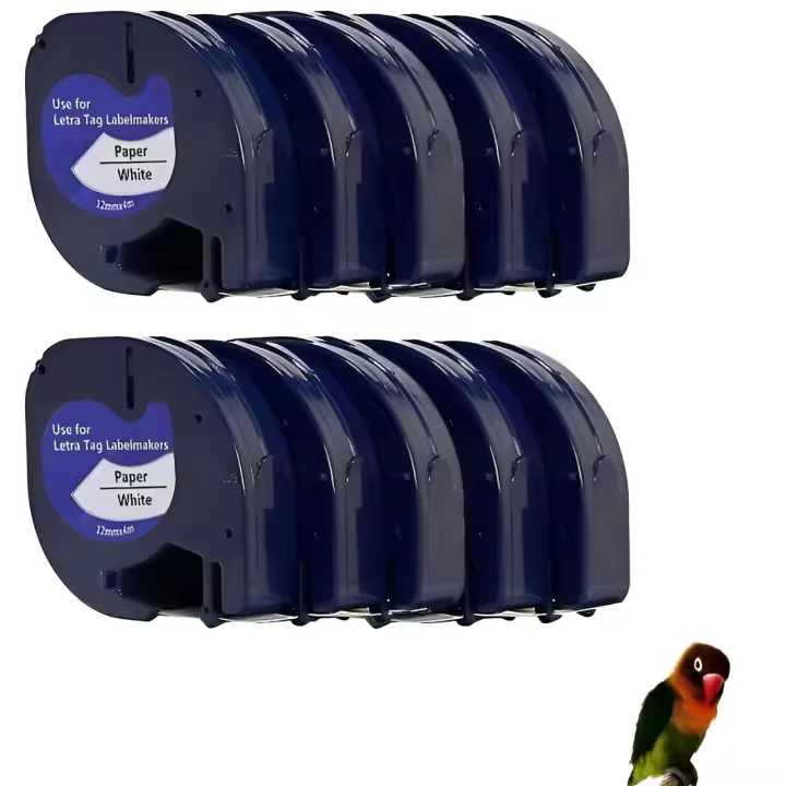10 cintas Compatibles Dymo LetraTag Texto negro sobre fondo metalico 91208 - 1