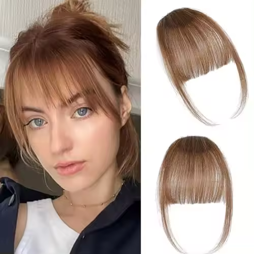 Extensiones De Franja Sintética Negra Natural Clip En Para Mujeres Con Temporadas Pieza Única Para Uso Diario - 1