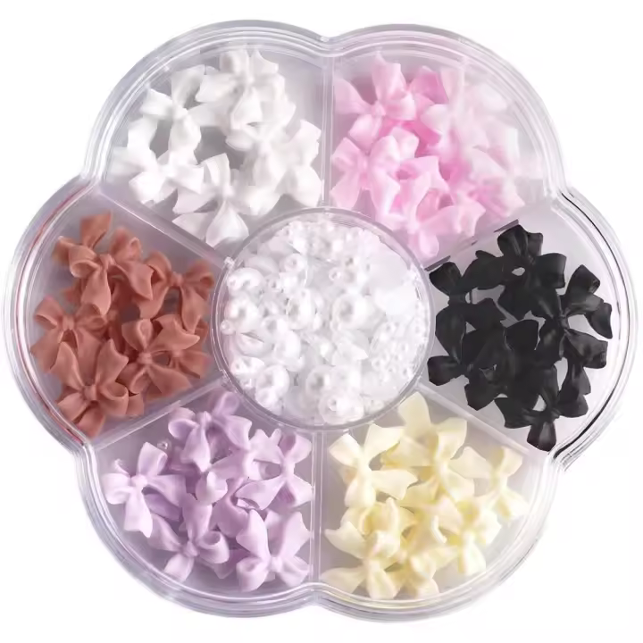 Juego de Adorno para uñas con LZO de Resina 3D y Diamantes de imitación: Diseño de uñas con Lagos Rosas bonitos y Remaches de Colores - 1