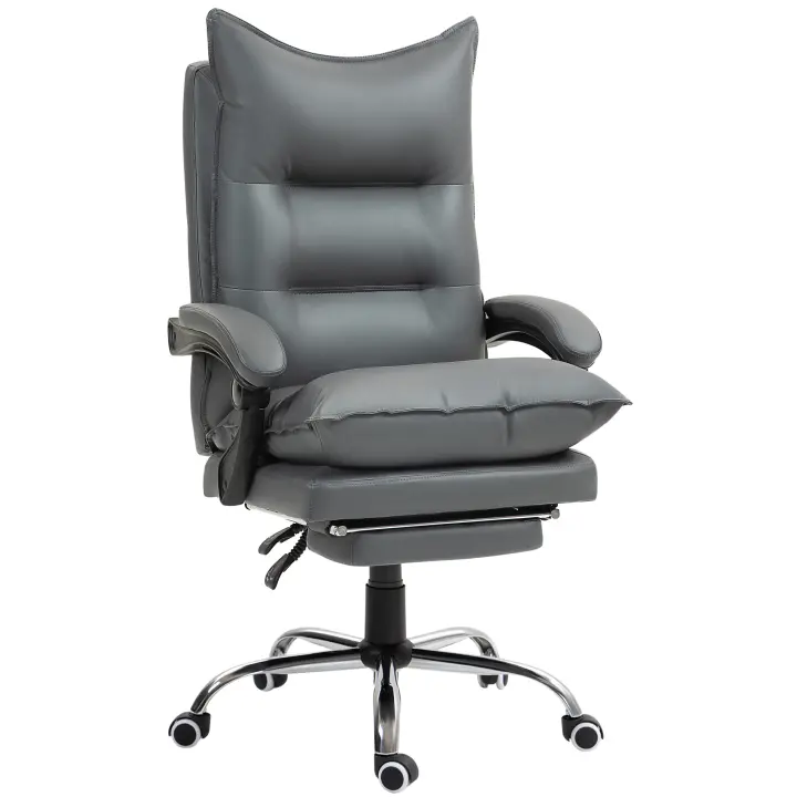 Silla de Oficina con función reclinable, Silla de Oficina ergonómica, Silla giratoria regulable en Altura con reposapiés, Tapizada, Capacidad de carga hasta 135 kg, Oficina, Sala de estudio, Gris Oscuro - 1