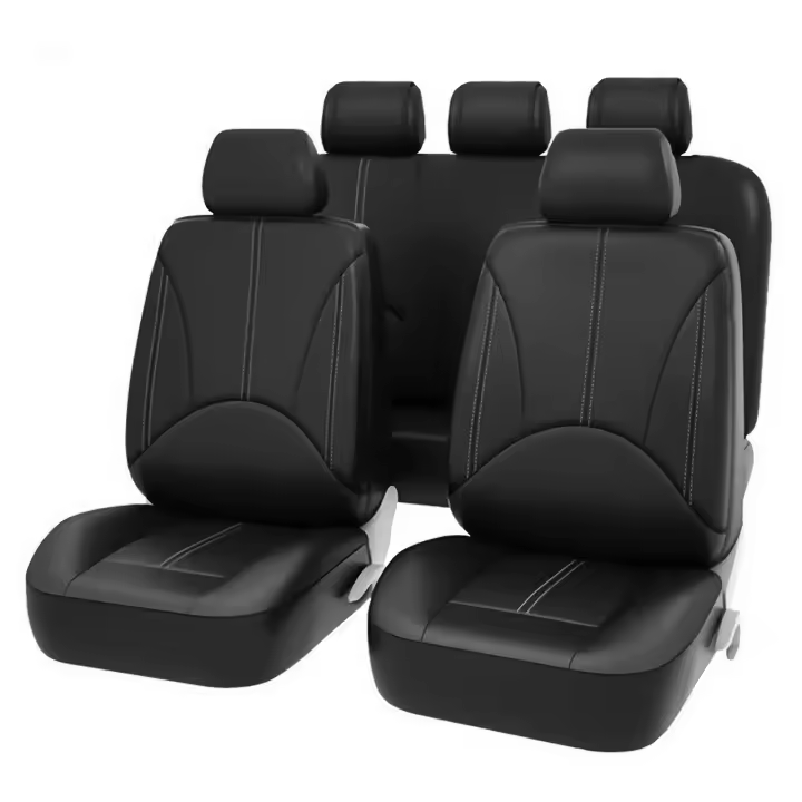 Fundas universales para asientos de coche, juego completo de protectores de cuero PU, accesorios interiores para automóviles, 9 piezas, Nuevo - 1